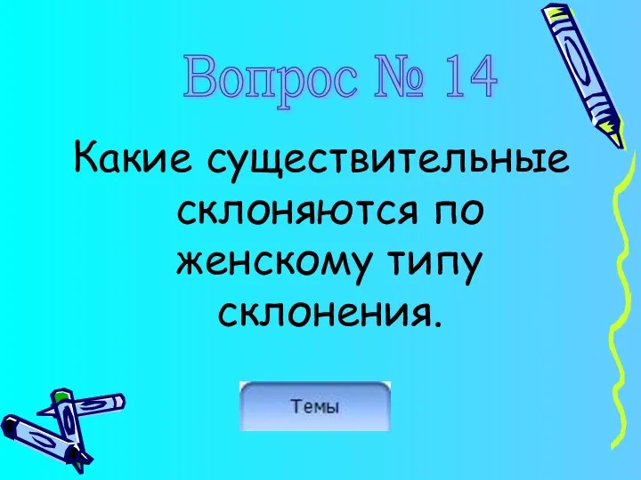 Какие существительные склоняются по женскому типу склонения. Вопрос № 14