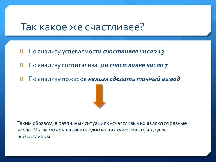 Так какое же счастливее? По анализу успеваемости счастливее число 13.