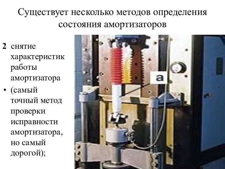 Существует несколько методов определения состояния амортизаторов 2 снятие характеристик работы