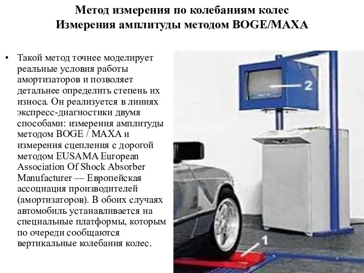 Метод измерения по колебаниям колес Измерения амплитуды методом BOGE/MAXA Такой