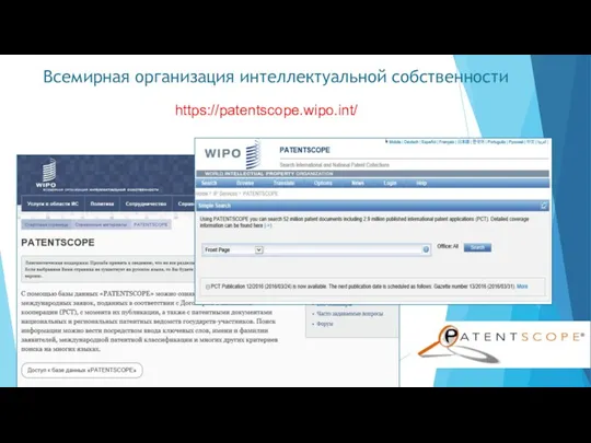 Всемирная организация интеллектуальной собственности https://patentscope.wipo.int/