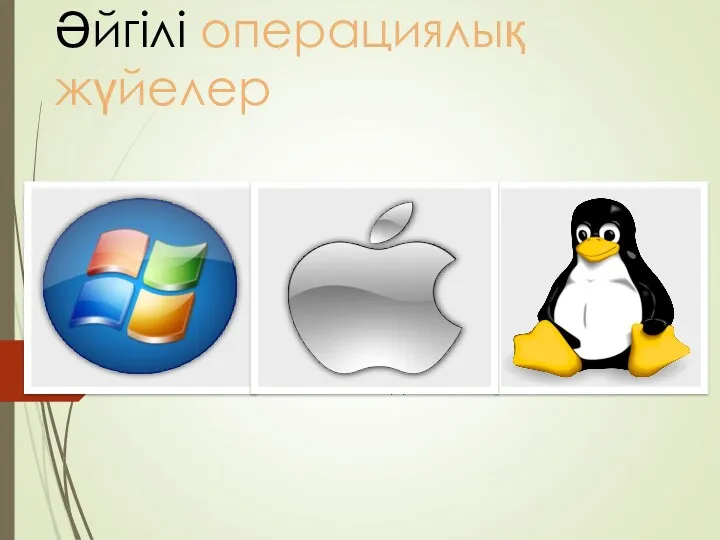 Әйгiлi операциялық жүйелер Windows OS Apple iOS Linux OS