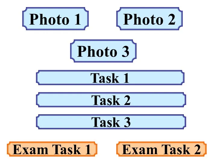 Photo 1 Photo 2 Photo 3 Task 1 Task 2 Task 3 Exam
