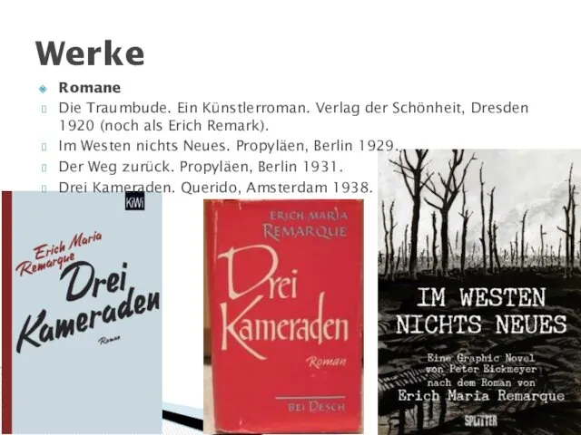 Romane Die Traumbude. Ein Künstlerroman. Verlag der Schönheit, Dresden 1920