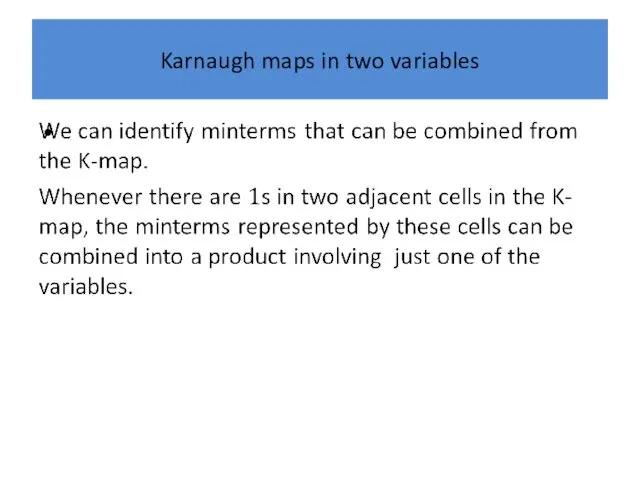 Karnaugh maps in two variables