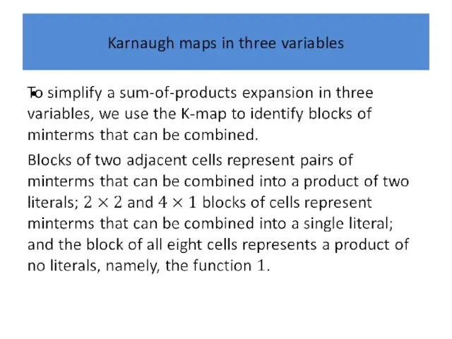 Karnaugh maps in three variables