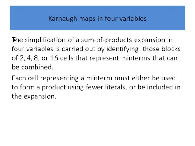 Karnaugh maps in four variables