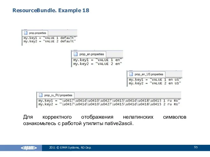 ResourceBundle. Example 18 Для корректного отображения нелатинских символов ознакомьтесь с