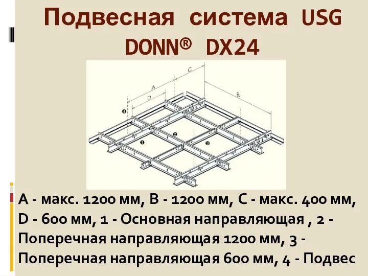 Подвесная система USG DONN® DX24 A - макс. 1200 мм,