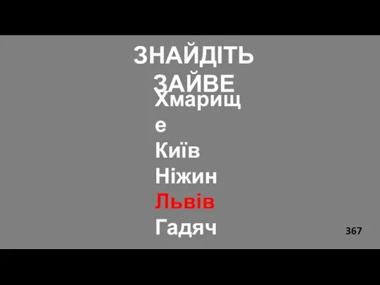 ЗНАЙДІТЬ ЗАЙВЕ Хмарище Київ Ніжин Львів Гадяч 367