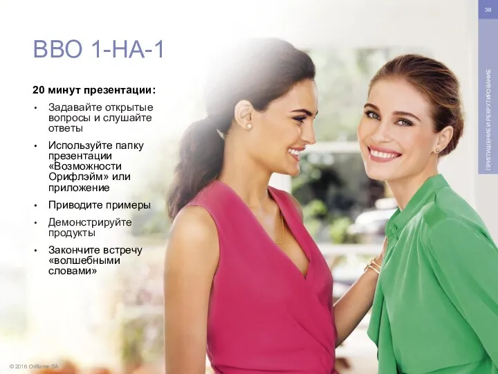 © 2016 Oriflame SA ПРИГЛАШЕНИЕ И РЕКРУТИРОВАНИЕ 20 минут презентации: