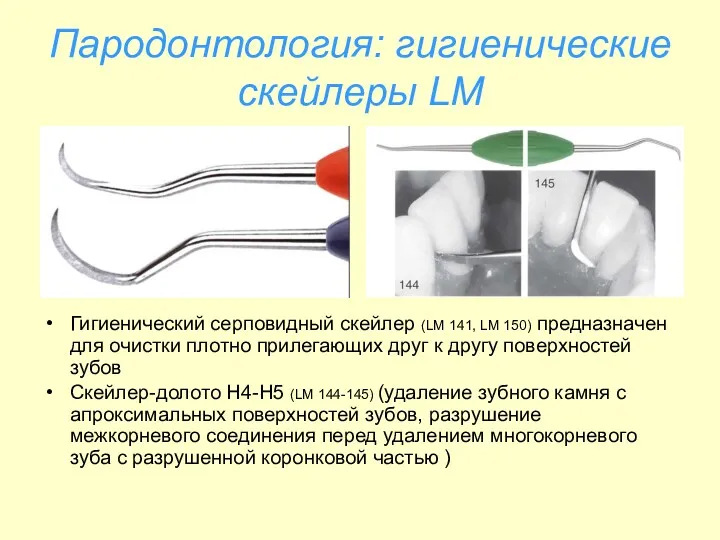 Пародонтология: гигиенические скейлеры LM Гигиенический серповидный скейлер (LM 141, LM
