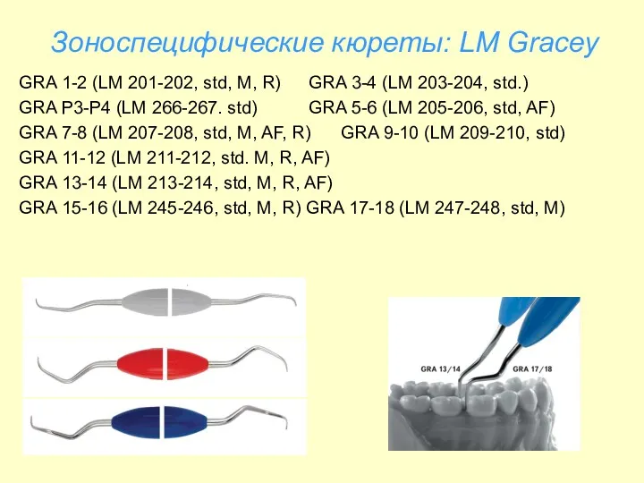 Зоноспецифические кюреты: LM Gracey GRA 1-2 (LM 201-202, std, M,