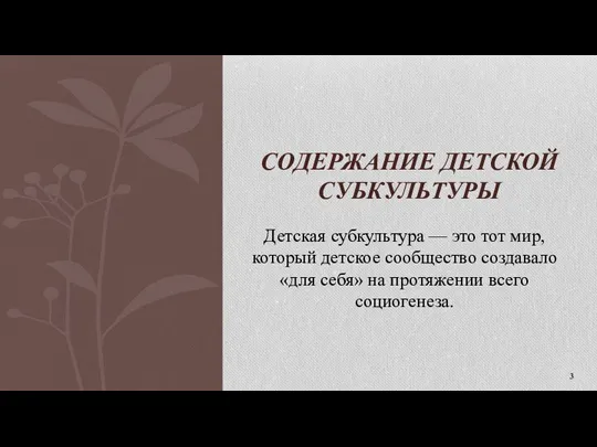 Детская субкультура — это тот мир, который детское сообщество создавало