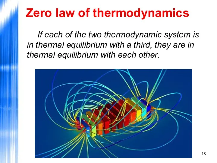 Zero law of thermodynamics If each of the two thermodynamic