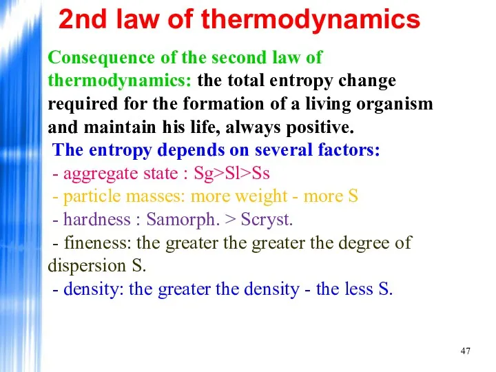 2nd law of thermodynamics Consequence of the second law of