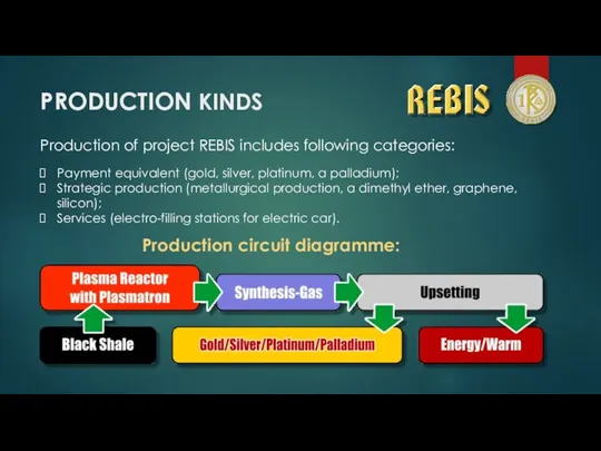 PRODUCTION KINDS Production of project REBIS includes following categories: Payment