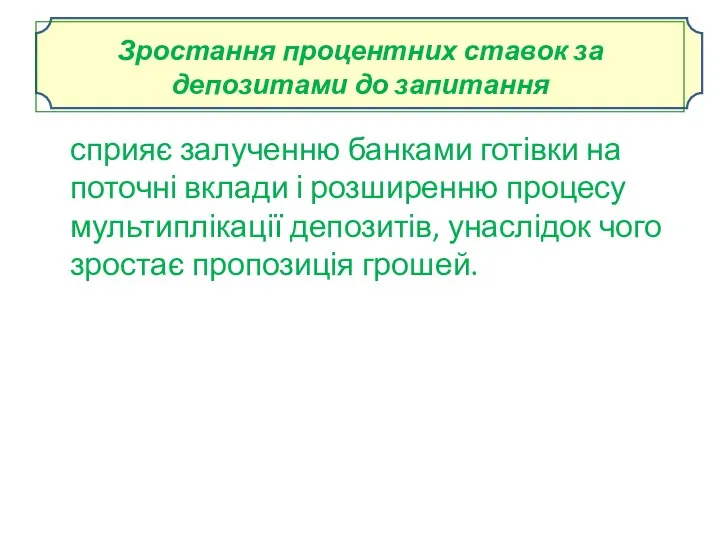 Зростання процентних ставок за депозитами до запитання сприяє залученню банками