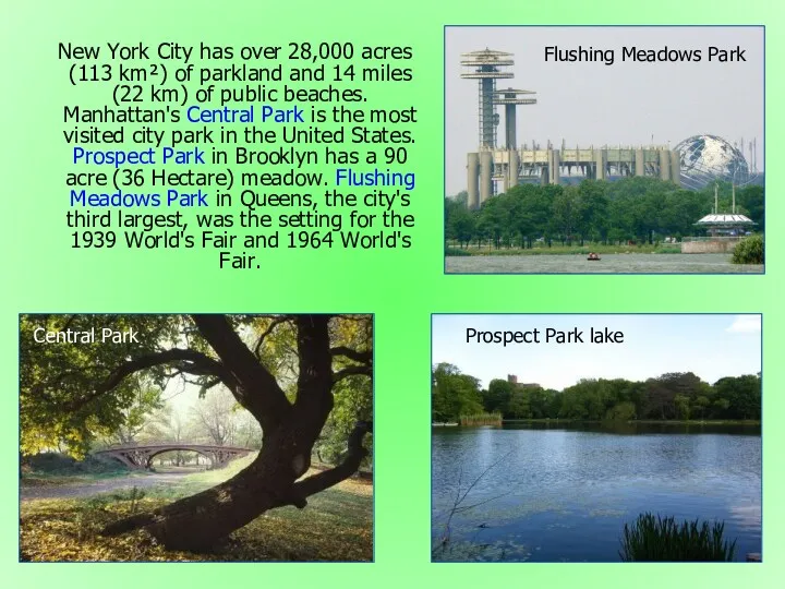 New York City has over 28,000 acres (113 km²) of