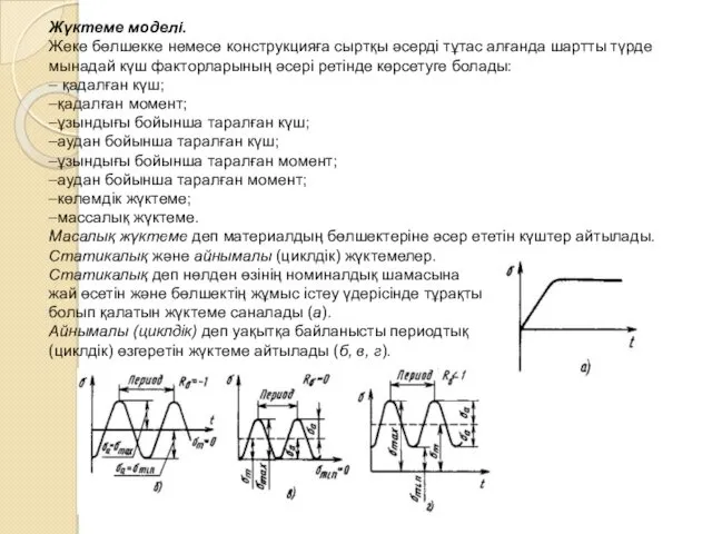 Жүктеме моделі. Жеке бөлшекке немесе конструкцияға сыртқы әсерді тұтас алғанда