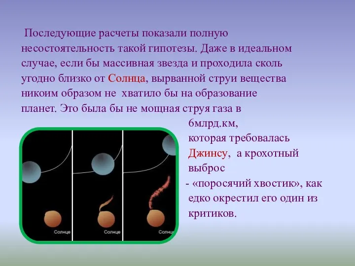 Последующие расчеты показали полную несостоятельность такой гипотезы. Даже в идеальном