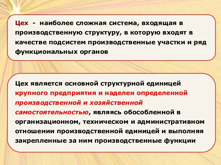 Цех - наиболее сложная система, входящая в производственную структуру, в