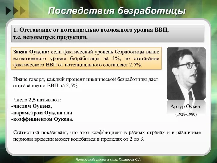 Последствия безработицы Статистика показывает, что этот коэффициент в разных странах