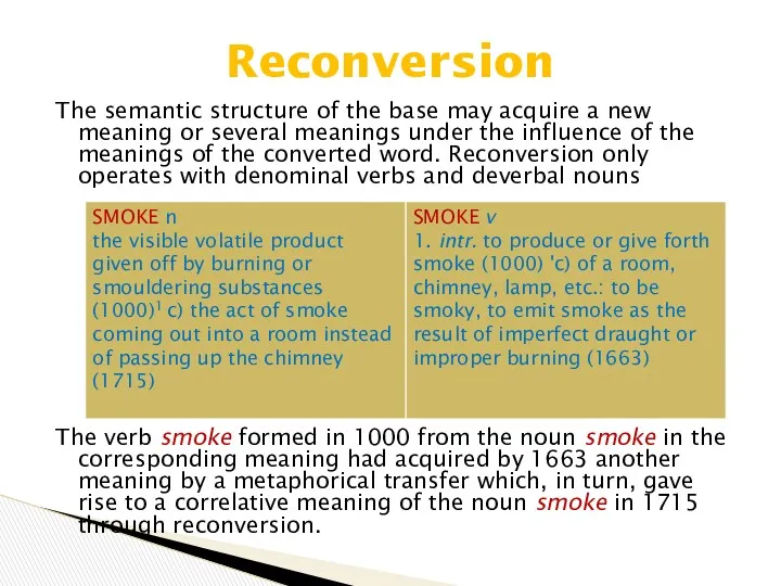 The semantic structure of the base may acquire a new