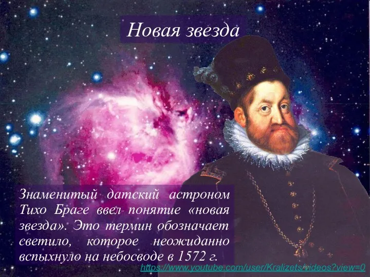 Новая звезда Знаменитый датский астроном Тихо Браге ввел понятие «новая