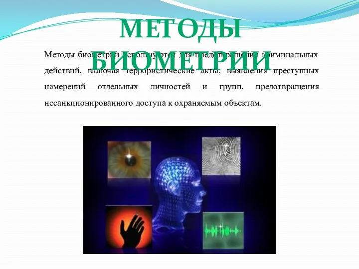 Методы биометрии используются для предотвращения криминальных действий, включая террористические акты,