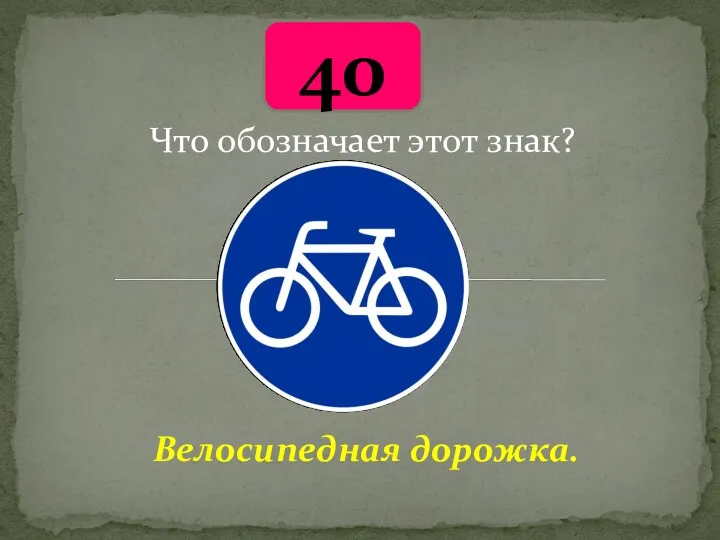 40 Велосипедная дорожка. Что обозначает этот знак?