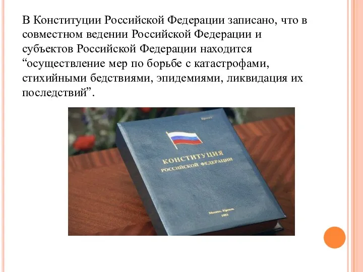 В Конституции Российской Федерации записано, что в совместном ведении Российской