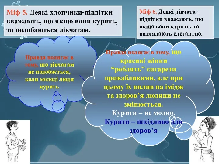 Міф 5. Деякі хлопчики-підлітки вважають, що якщо вони курять, то