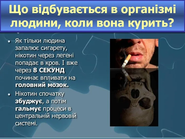 Що відбувається в організмі людини, коли вона курить? Як тільки