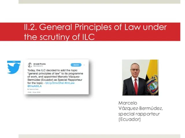 II.2. General Principles of Law under the scrutiny of ILC Marcelo Vázquez-Bermúdez, special rapporteur (Ecuador)