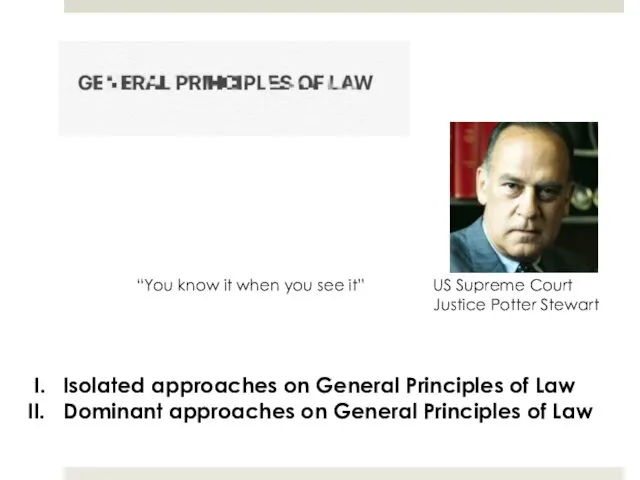 Isolated approaches on General Principles of Law Dominant approaches on