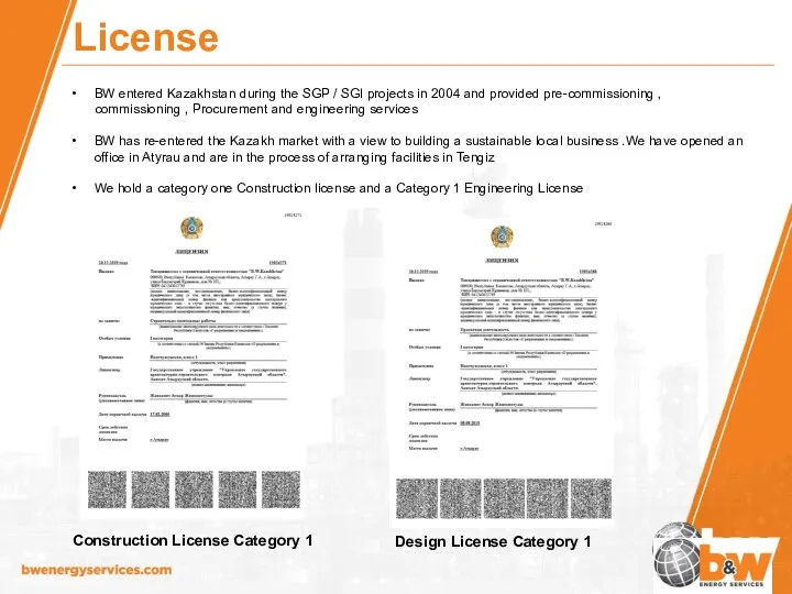 Construction License Category 1 License Design License Category 1 BW