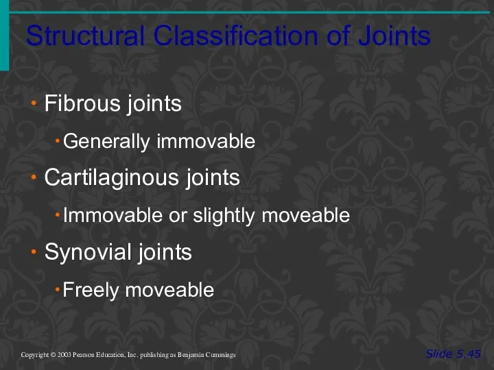 Structural Classification of Joints Slide 5.45 Copyright © 2003 Pearson