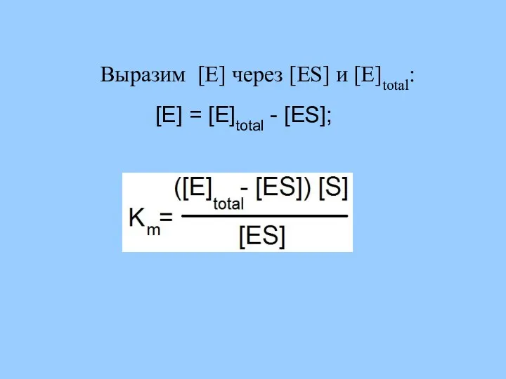 Выразим [E] через [ES] и [E]total: [E] = [E]total - [ES];