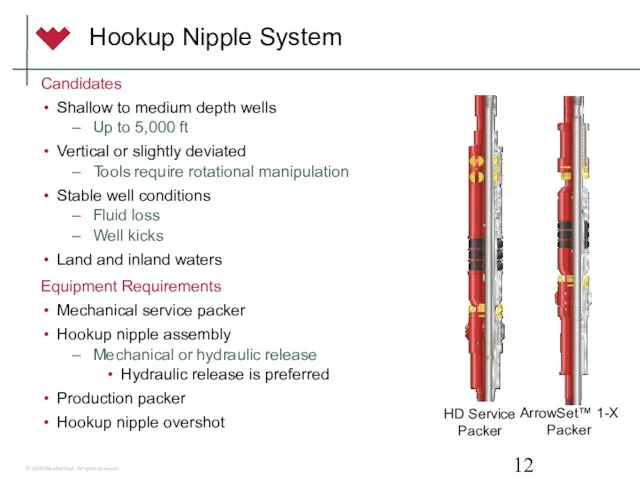 Hookup Nipple System Candidates Shallow to medium depth wells Up