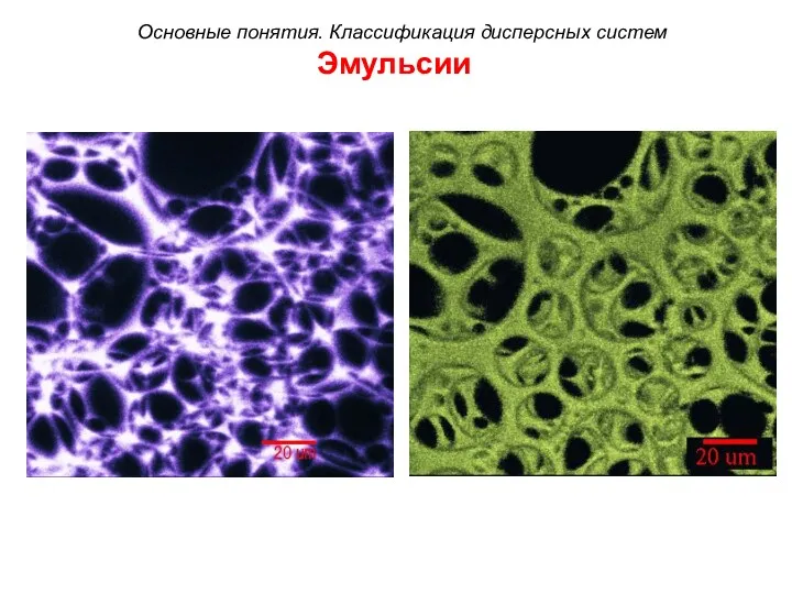 Эмульсии Основные понятия. Классификация дисперсных систем