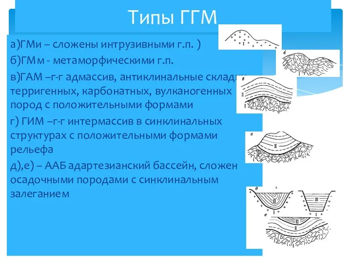 а)ГМи – сложены интрузивными г.п. ) б)ГМм - метаморфическими г.п.