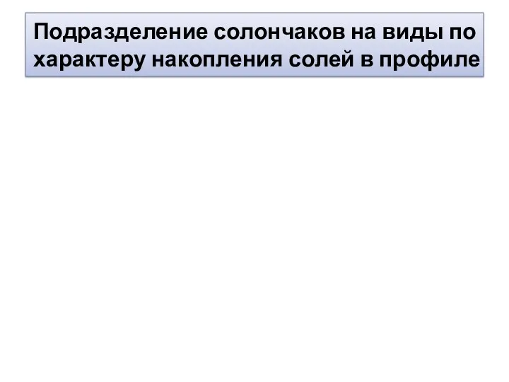 Подразделение солончаков на виды по характеру накопления солей в профиле