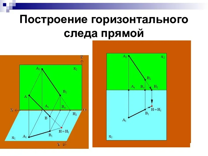 Построение горизонтального следа прямой