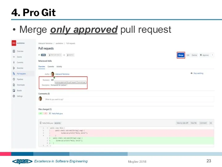 4. Pro Git Mogilev 2018 Merge only approved pull request