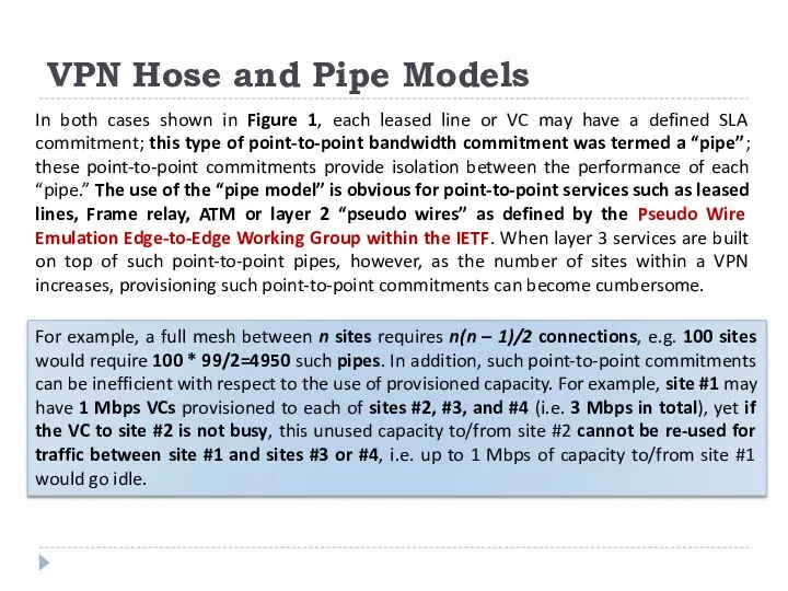 VPN Hose and Pipe Models In both cases shown in