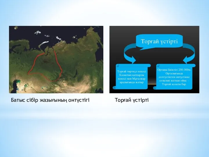 Батыс сібір жазығының онтүстігі Торғай үстірті