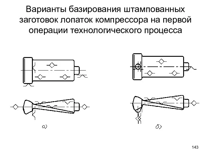 Варианты базирования штампованных заготовок лопаток компрессора на первой операции технологического процесса