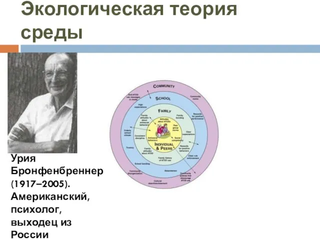 Экологическая теория среды Урия Бронфенбреннер (1917–2005). Американский, психолог, выходец из России