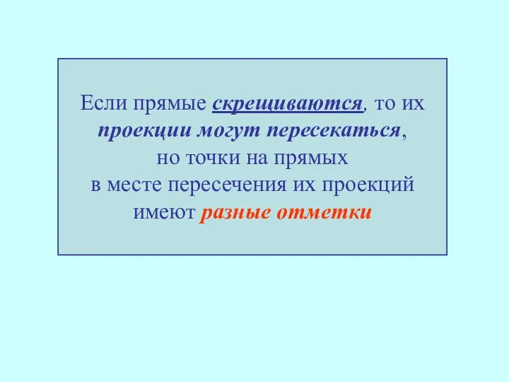 Если прямые скрещиваются, то их проекции могут пересекаться, но точки